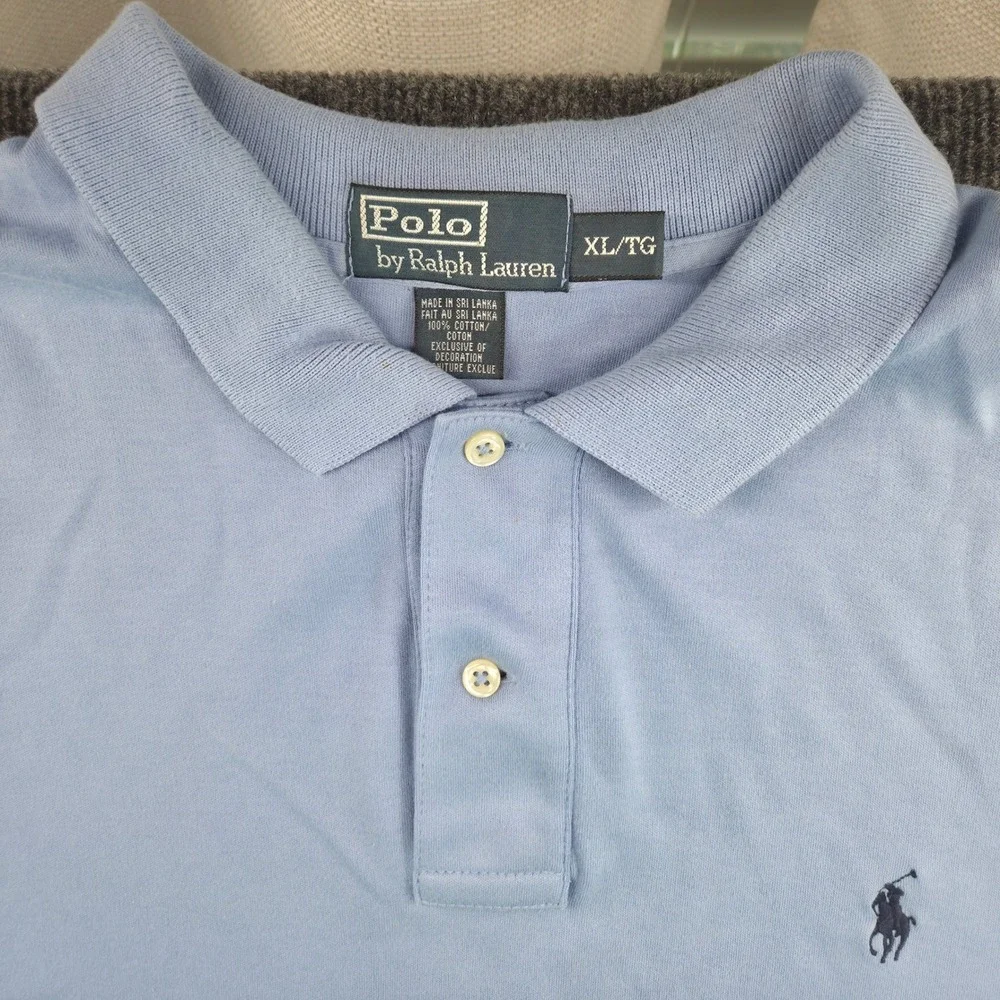 Polo‎ Ralph Lauren Mens XL Light Blue Short Sleeve Cotton Pique Pony Logo Polo